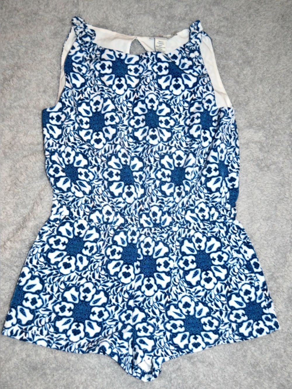 Vineyard Vines Blue and White Floral Girls Romper